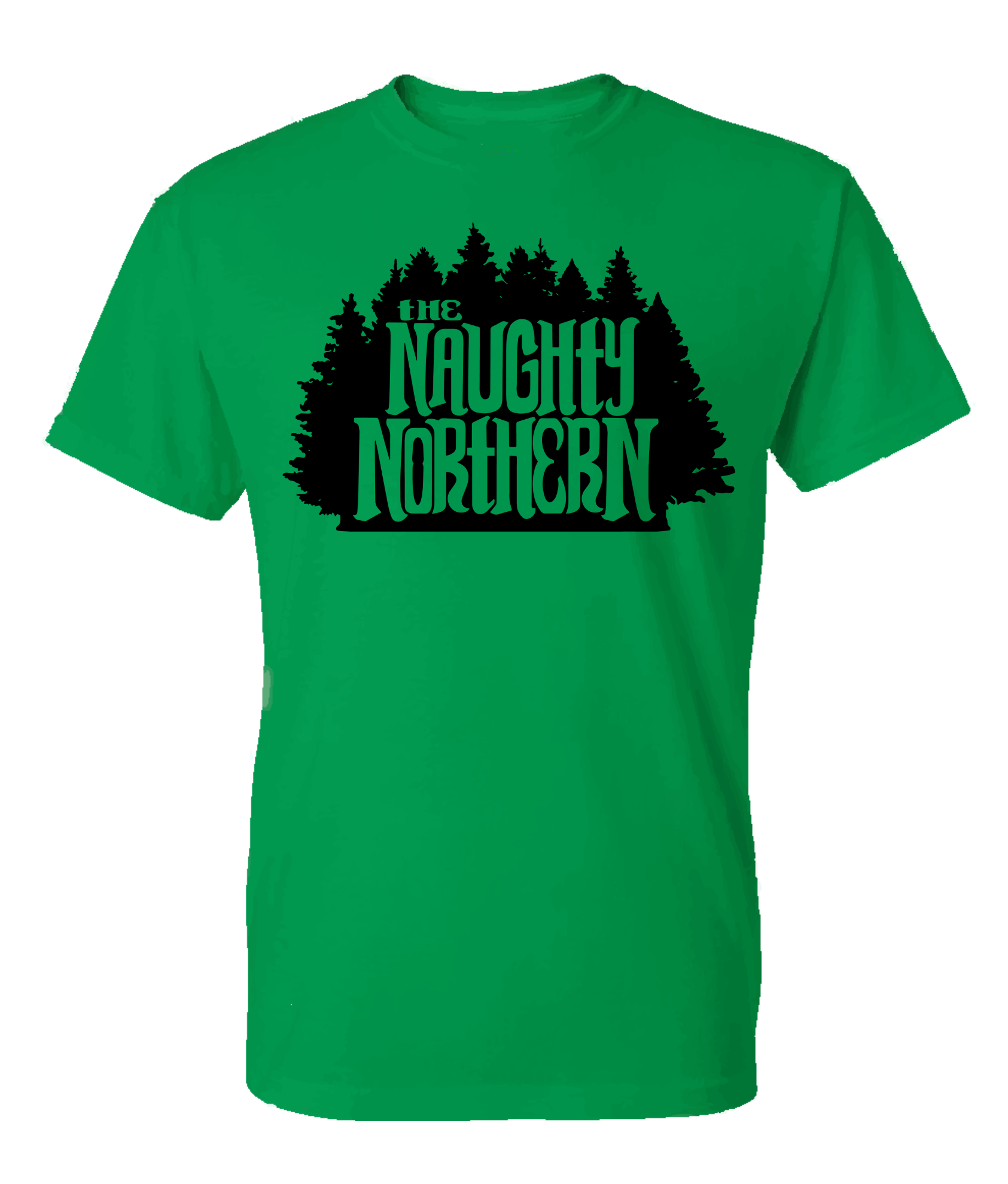 Lucky green t-shirt with Naughty Northern Logo