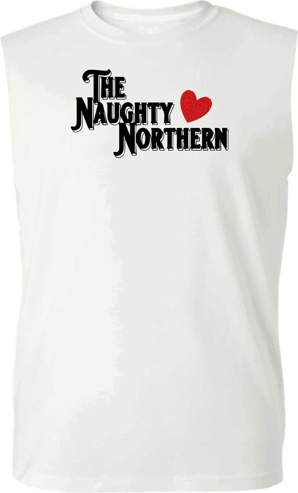 Cut off Sleeve Womens Heart T-Shirt with Getting Naughty back