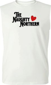Cut off Sleeve Womens Heart T-Shirt with Getting Naughty back